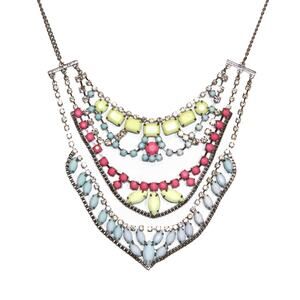 Gorgeous Glam 3-layer Pastel and Silver Necklace